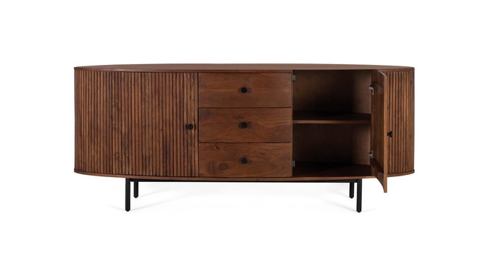 GINER Y COLOMER Buffet de 2 portes et 3 tiroirs en bois de palissandre et métal, Noyer